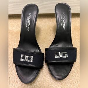 Dolce and Gabbana Canvas Graphic Print Slides Size 8.5